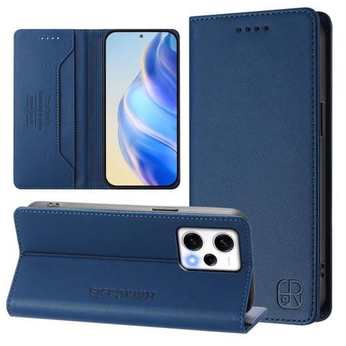 Funda de Cuero con Doble Pliegue y Succión Magnética Rfid para Redmi Note 12 Explorer Rc01 (Azul Oscuro)