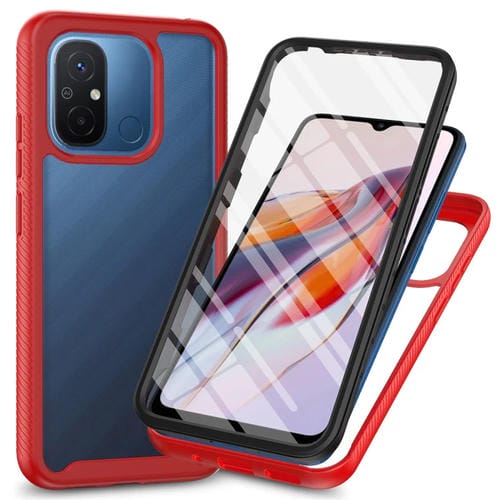 Funda para Teléfono Redmi 12C Starry Sky Solid Color Series PC + TPU con Película Pet (Roja)