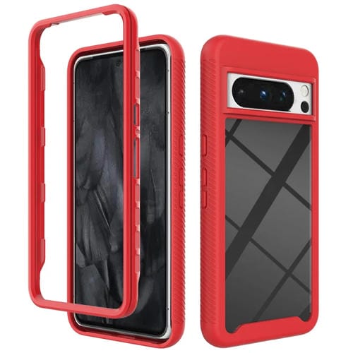 Funda TPU Transparente para Google Pixel 8 Pro a Prueba de Golpes (Rojo)