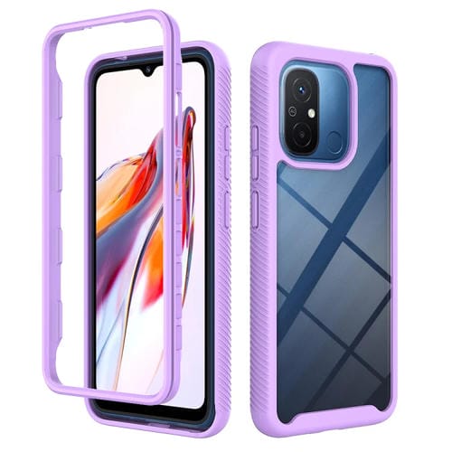 Funda para Teléfono Redmi 12C Starry Sky de Color Sólido a Prueba de Golpes de TPU Transparente para PC (Morado)