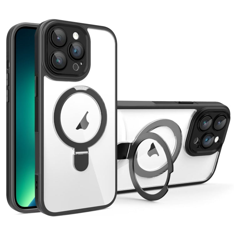 Funda para Teléfono Transparente con Soporte Magsafe y Película Cobertura Total para iPhone 13 Pro (Negra)