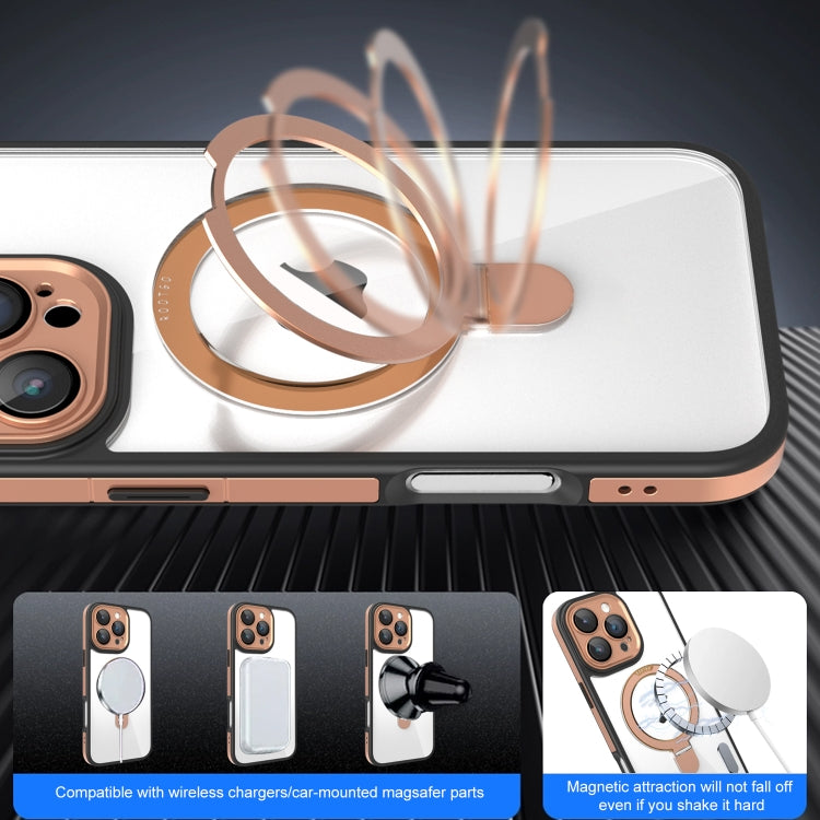 Funda Transparente con Soporte Magsafe para iPhone 14 Pro Max con Película de Cobertura Total para Lentes (Gris y Blanco)