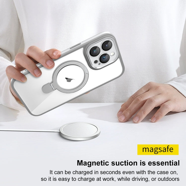 Funda para Teléfono Transparente con Soporte Magsafe y Película Cobertura Total para iPhone 14 Pro Max (Negra)
