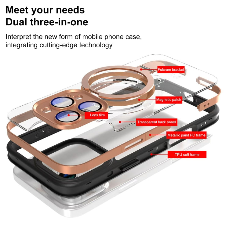 Funda para Teléfono Transparente con Soporte Magsafe y Película Cobertura Total para iPhone 14 Pro Max (Negra)