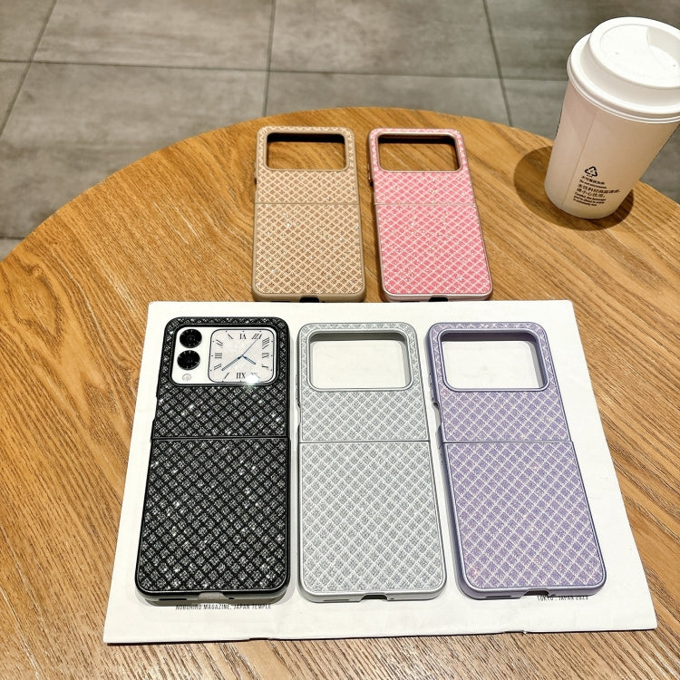 Funda para Teléfono Huawei Nova Flip Diseño de Rombos y Diamantes Brillantes (Rosa)
