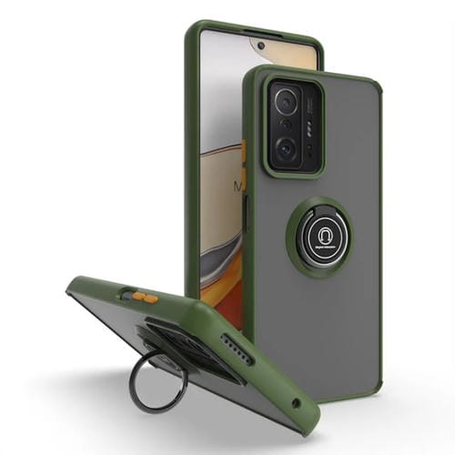 Funda de TPU + PC con anillo para Xiaomi 11T Q Shadow 1 Series (verde militar)