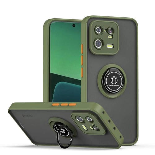 Funda de TPU + PC con anillo para Xiaomi 13 Pro Q Shadow 1 Series (verde militar)