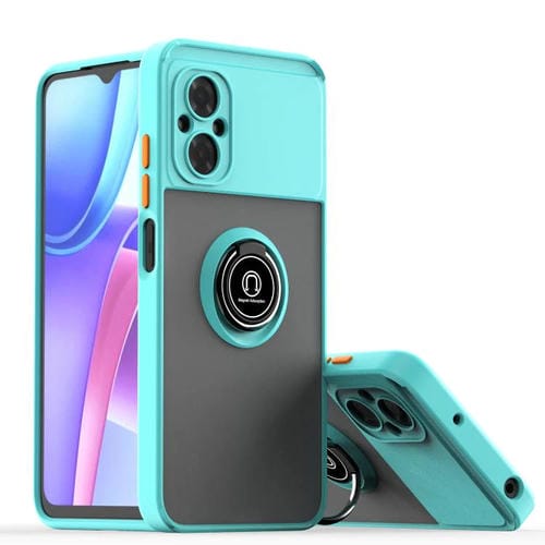 Funda de TPU + PC con anillo para Xiaomi Poco M4 5G Q Shadow 1 Series (azul cielo)