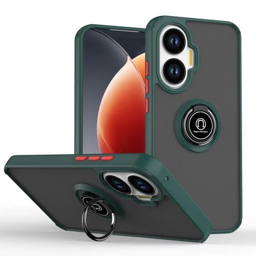 Funda de TPU + PC con anillo para Xiaomi Poco F7 Q Shadow 1 Series (verde oscuro)