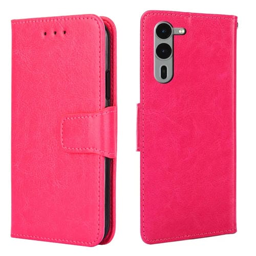 Funda de Cuero con Textura de Cristal para Fujitsu Arrows We2 Plus (Rosa y Rojo)