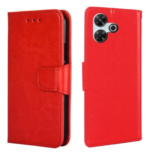 Funda de Cuero con Textura de Cristal para Redmi 13 4G (Rojo)