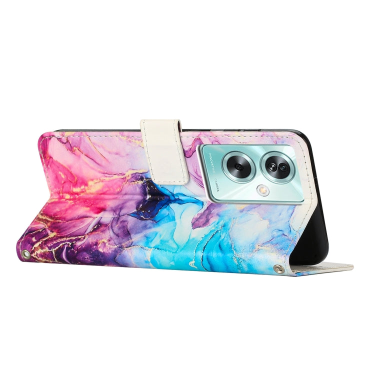Funda de Cuero con Patrón de Mármol para OnePlus Nord N30 Se (Rosa y Morado)