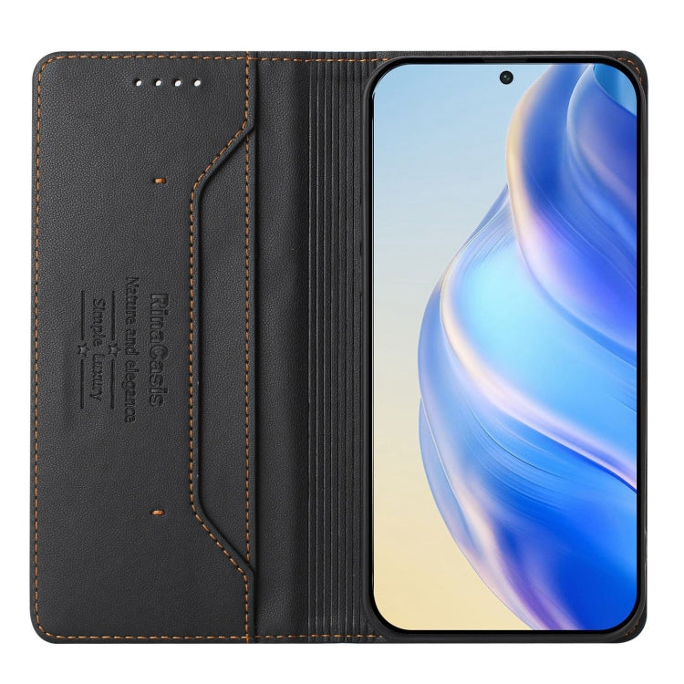 Funda de Cuero con Doble Pliegue y Succión Magnética Rfid para BlackView Oscal Modern 8 Color 8 Rc01 (Negro)