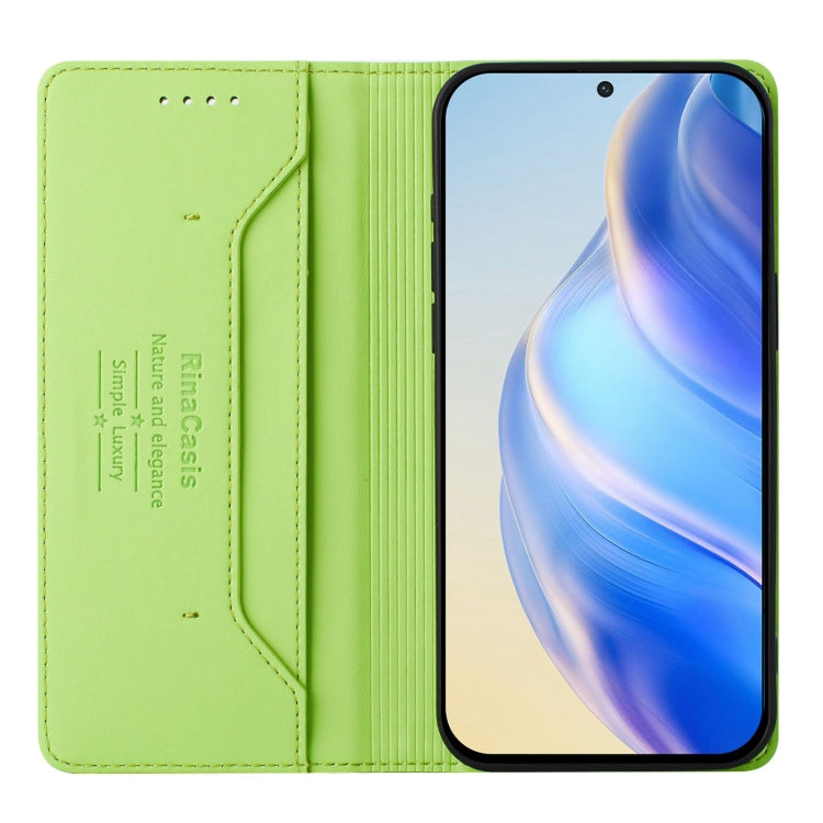 Funda de Cuero Rfid con Doble Pliegue y Succión Magnética para BlackView Shark 9 Rc01 (Verde)
