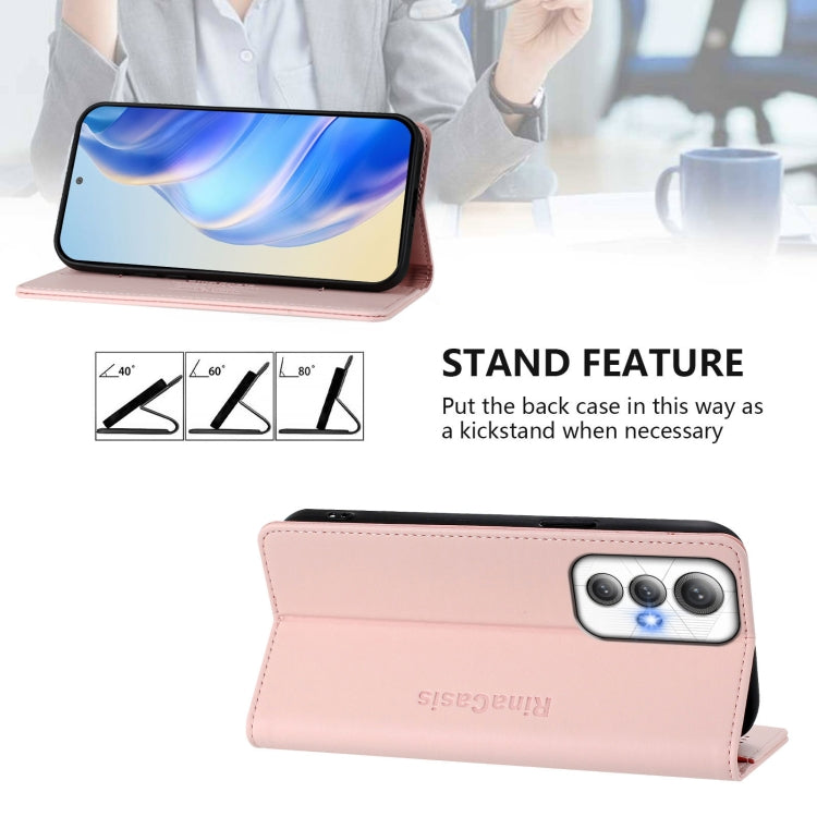 Funda de Cuero con Doble Pliegue y Succión Magnética RFID para Cubot Max 5 Rc01 (Rosa)