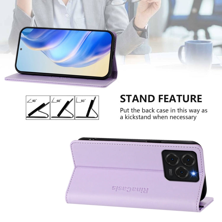 Funda de Cuero con Doble Pliegue y Succión Magnética para Ulefone Note 20 Pro Rc01 (Morado Claro)