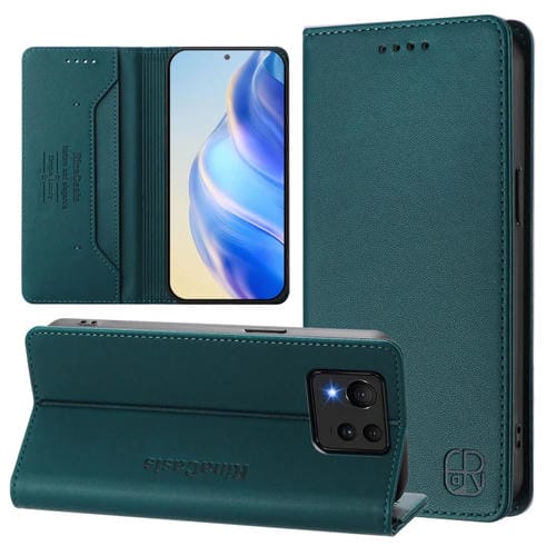 Funda de Cuero Rfid para Asus Zenfone 11 Ultra Rc01 con Doble Pliegue y Succión Magnética (Verde Oscuro)