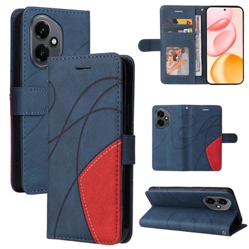 Funda de cuero con tapa bicolor para Honor 400 Global (156,5 mm) (azul)