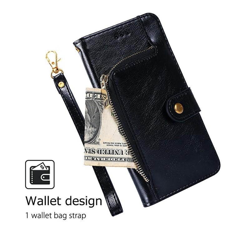 Funda de cuero con cremallera para Samsung Galaxy S25 Ultra 5G (negra)