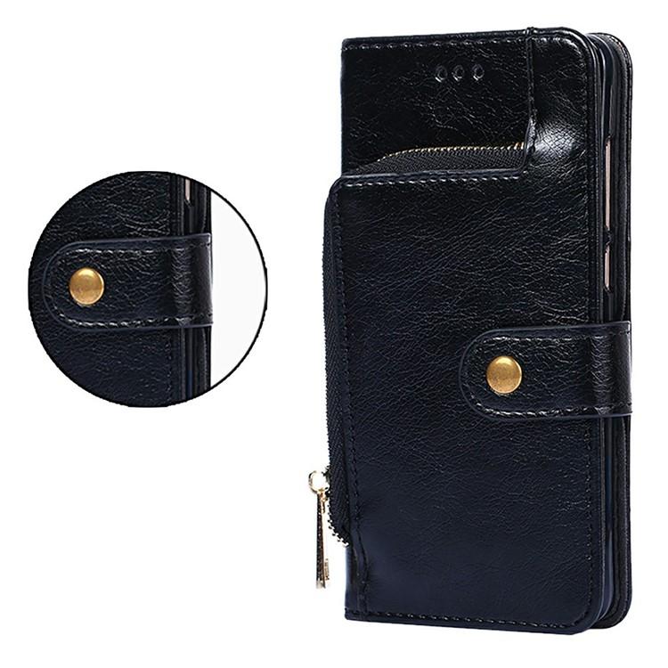 Funda de cuero con cremallera para Samsung Galaxy S25 Ultra 5G (negra)