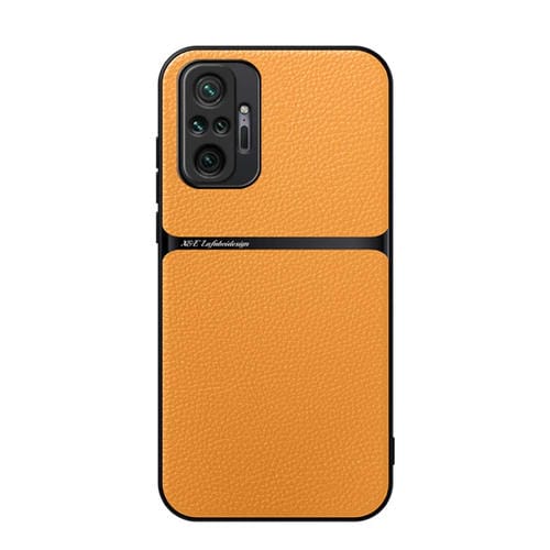 Funda para Teléfono con Tapa Magnética de Cuero de Lichi para Redmi Note 10 Pro/Note 10 Pro Max, a Prueba de Golpes (Amarilla)