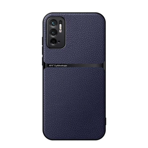 Funda para Teléfono con Tapa Magnética de Cuero Litchi para Redmi Note 10 5G, a Prueba de Golpes (Azul Marino)