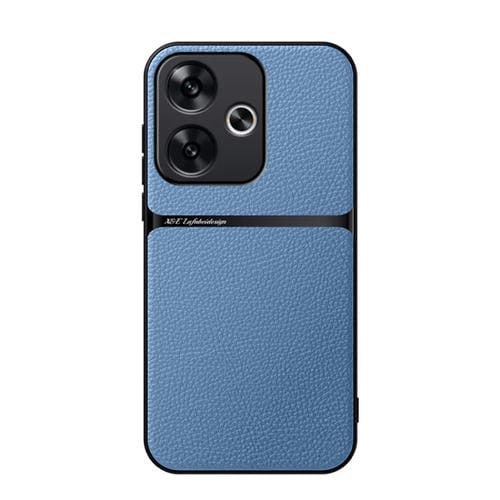 Funda de Teléfono con Tapa Magnética de Cuero Litchi para Redmi Turbo 3/Xiaomi Poco F6, a Prueba de Golpes (Azul)