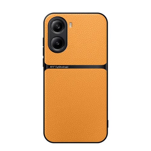 Funda magnética de cuero Litchi con cobertura total, a prueba de golpes y protección para Redmi Turbo 4 y Xiaomi Poco X7 Pro (amarilla)