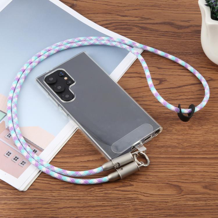 Cable de carga de datos Tipo C a Tipo C silicona para teléfono cruzado con cordón largo (Verde, Morado y Blanco)