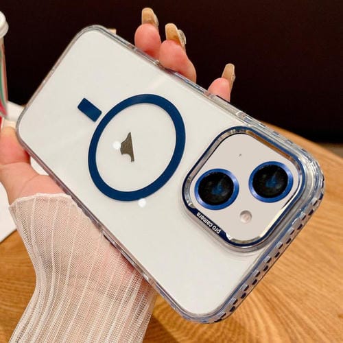 Funda Transparente Magsafe para iPhone 13 con Película para Lente (Azul)