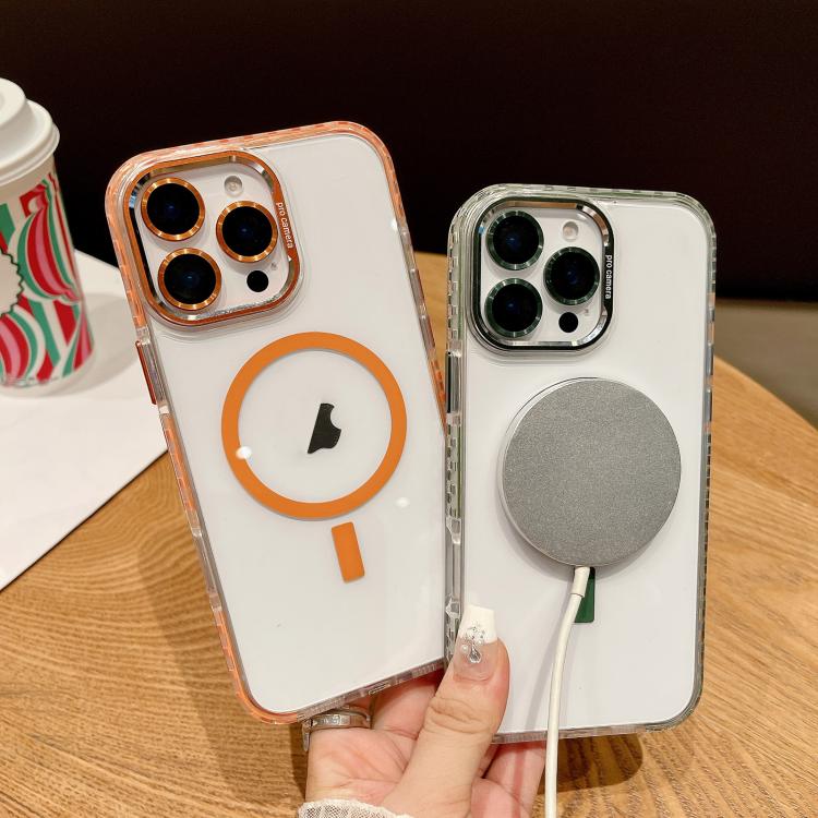 Funda Transparente Magsafe para iPhone 14 con Película para Lente (Verde)