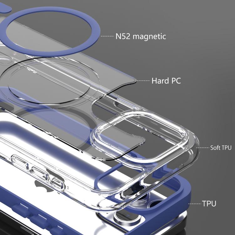 Funda híbrida Acrílico TPU Airbag a prueba de golpes Magsafe para iPhone 14 Pro (Morada)