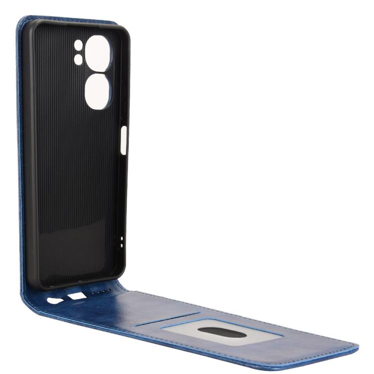 Funda de Cuero con Tapa Vertical Magnética para Teléfono Oukitel C58/C58 Pro (Azul)