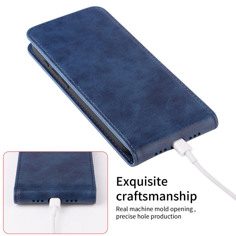 Funda de Cuero con Tapa Vertical Magnética para Teléfono Oukitel C58/C58 Pro (Azul)