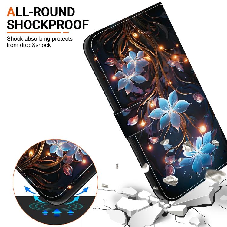 Funda de Cuero iPhone 16 Plus Dibujo Colores Textura Cristal (Flor de Linterna Pequeña)