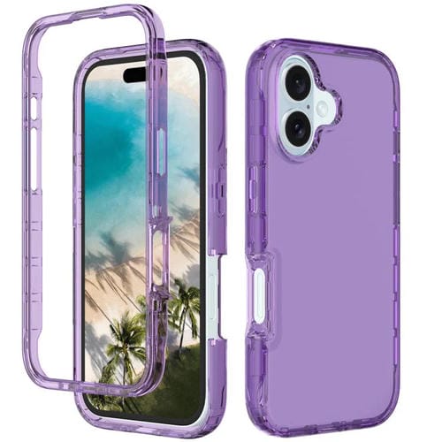 Funda de Teléfono PC + TPU para iPhone 16 a Prueba de Golpes (Morado)