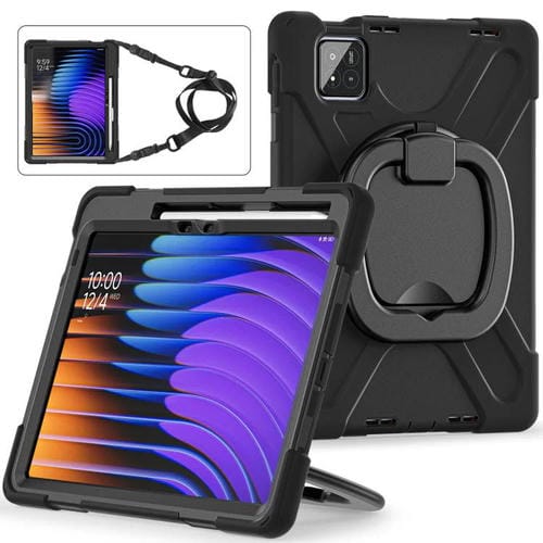 Funda Híbrida de Silicona para Tableta Xiaomi Pad 7/7 Pro con Soporte y Correa para El Hombro (Negra)