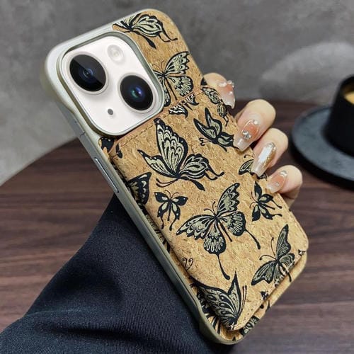 Funda para iPhone 15 Plus/14 Plus Denior D24 Paint con Ranura para Tarjeta Magsafe (Mariposas Doradas)