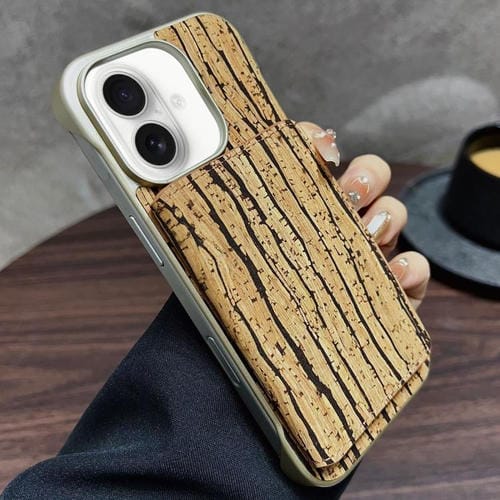 Estuche para iPhone 16 Denior D24 Paint con Ranura para Tarjeta Magsafe (Veta de Madera Amarilla)