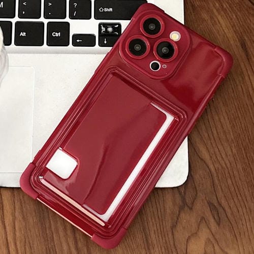 Funda TPU con Ranura para Tarjeta lateral para iPhone 15 Pro (Rojo)