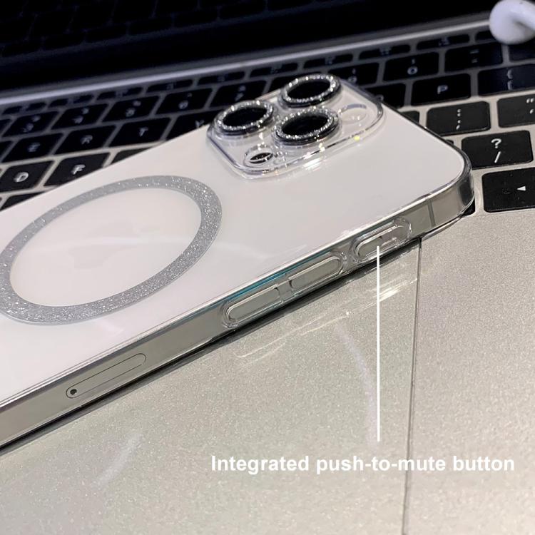 Funda para Teléfono con Anillo Magnético Purpurina y Magsafe para iPhone 16 Plus (Transparente)