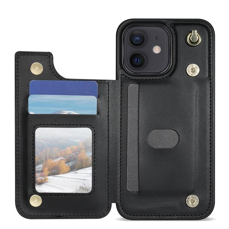 Estuche para Teléfono Rombal para iPhone 11 con Ranuras para Tarjetas y Cordón (Negro)