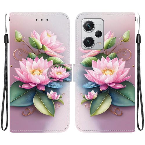 Funda de Cuero con Dibujo de Colores y Textura de Cristal para Redmi Note 12 Pro+ 5G (Lotus)