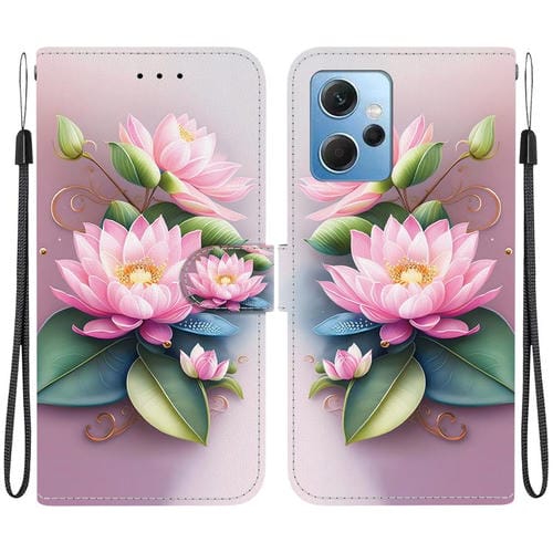 Funda de Cuero con Dibujo de Colores y Textura de Cristal Global para Redmi Note 12 4G (Lotus)