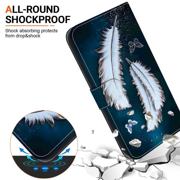 Funda de Cuero para OnePlus Nord 4 con Dibujo de Colores y Textura de Cristal (Plumas de Mariposa Blancas)