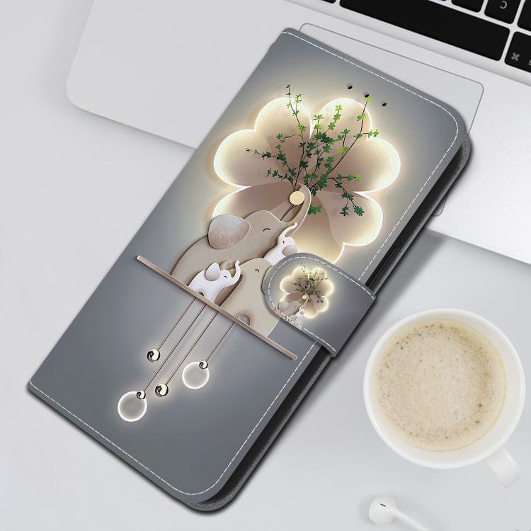 Funda de Cuero con Dibujo y Textura de Cristal para OnePlus Nord 4 (Elefantes)