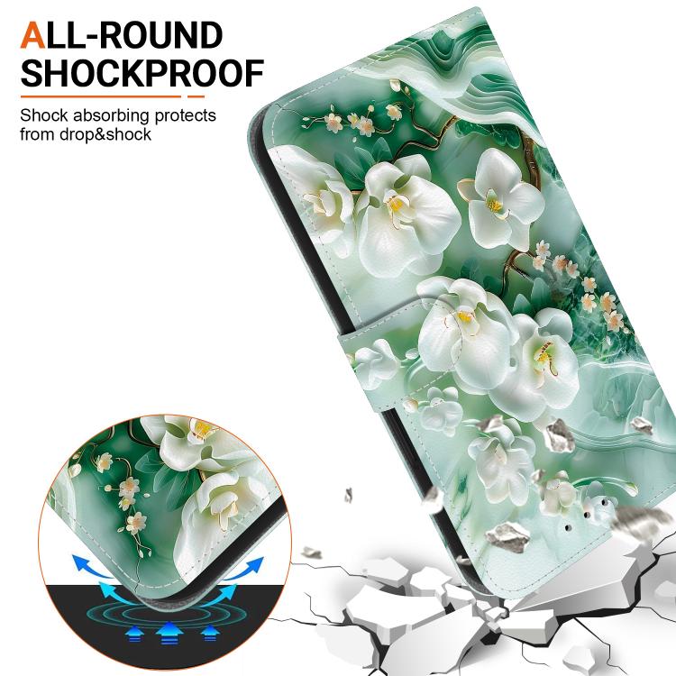 Funda de Cuero OnePlus Nord CE4 Lite con Dibujo de Colores y Textura de Cristal (Flores de Jade)