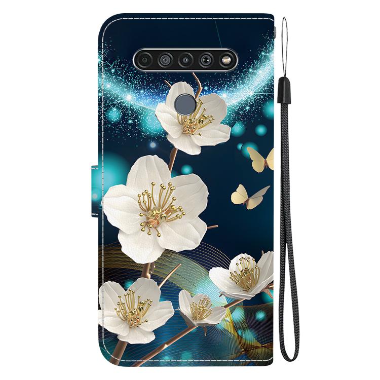 Funda de Cuero para LG K61 con Dibujo de Colores y Textura de Cristal (Magnolia)