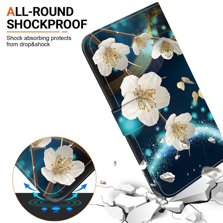 Funda de Cuero para LG K61 con Dibujo de Colores y Textura de Cristal (Magnolia)
