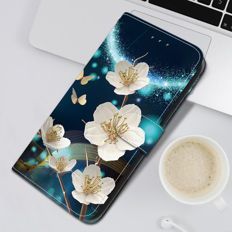 Funda de Cuero para LG K61 con Dibujo de Colores y Textura de Cristal (Magnolia)